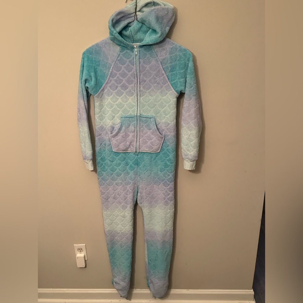 More Than Magic Girl Mermaid One Piece Sleeper Fleece Hooded Zip Pajama XL 14-16